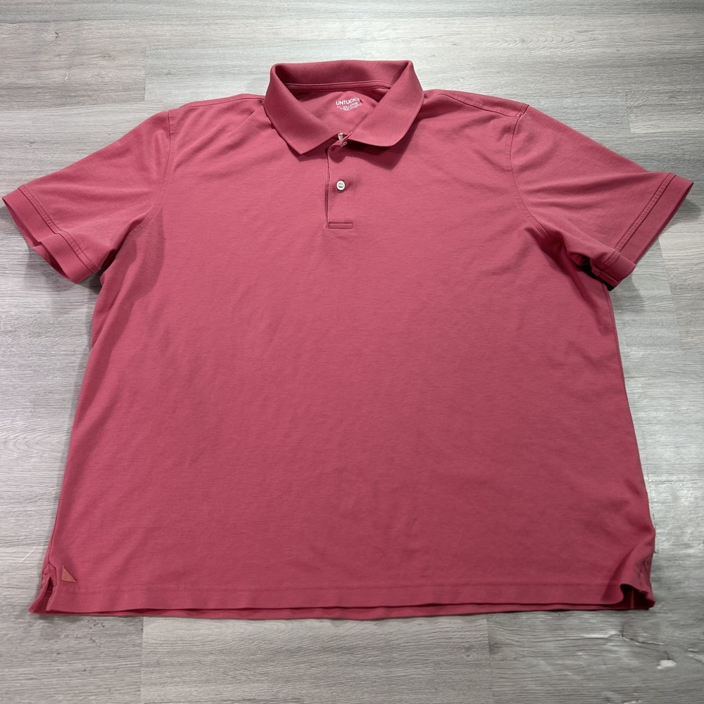 UNTUCKit Damaschino Polo Shirt Mens 2XL Red Solid 100% Cotton Knit Casual Top
